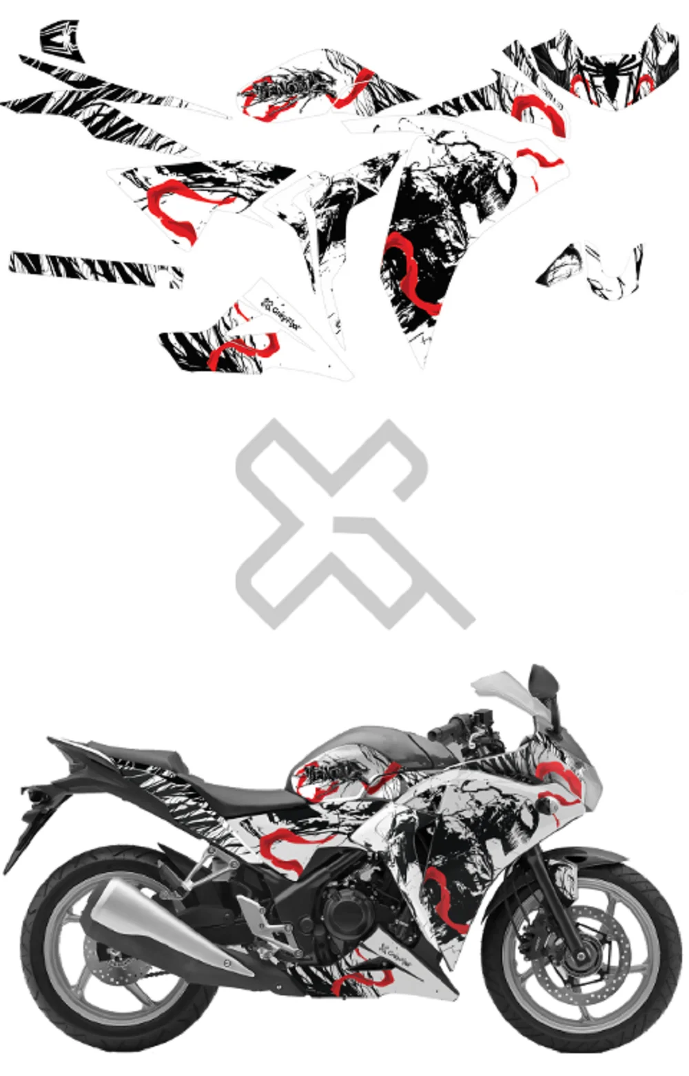 Venom Edition Full Body Sticker Compatible with CBR 250R | Made In Premium Gloss Vinyl With FPF(Fade Protection Film), Water Proof, Precut Sticker, Pack of 1 Compatible with Both Side